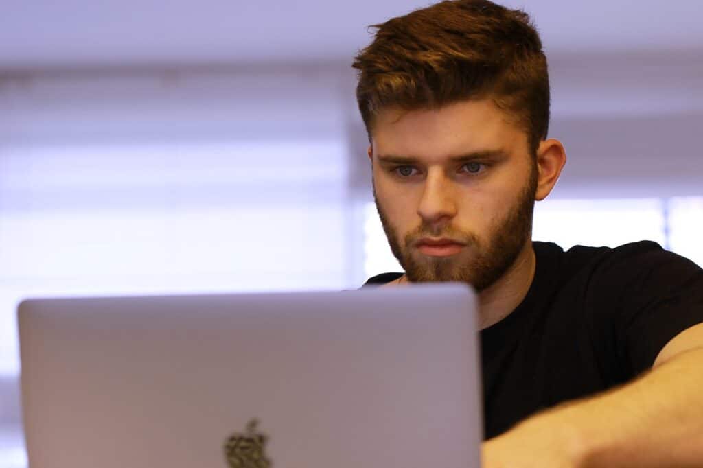 young man, student, studying